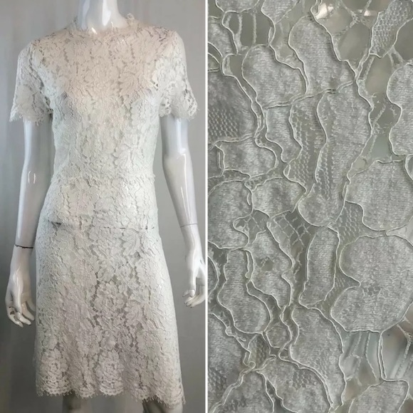 HB She Lace Scallop Fringe Sheer A-Line Dress - Picture 1 of 7